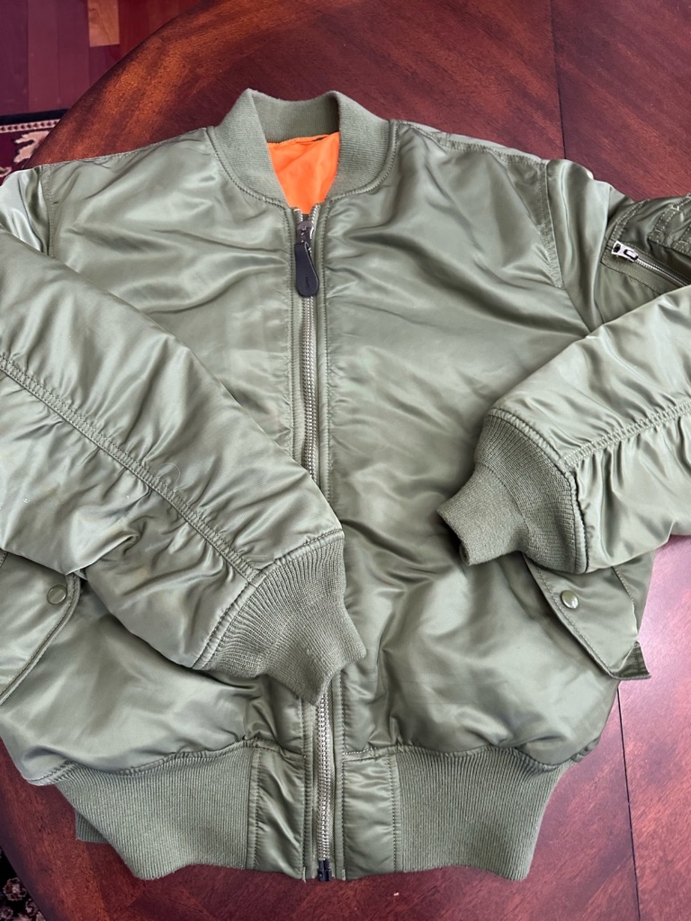 Alpha Industries Green Reversible Bomber Flight Jacket Military Tactical Utility